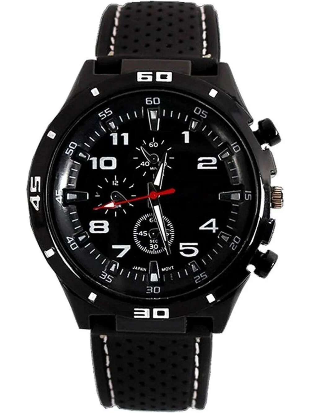 Mens All Black Analog Quartz GT Racer Sport Military Pilot Aviator Classic Watch